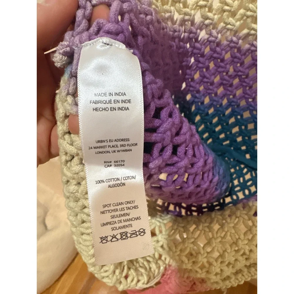 Urban Outfitters Macrame Ombre Tote‎ Bag Pink Purple Teal Cotton Boho Market Bag